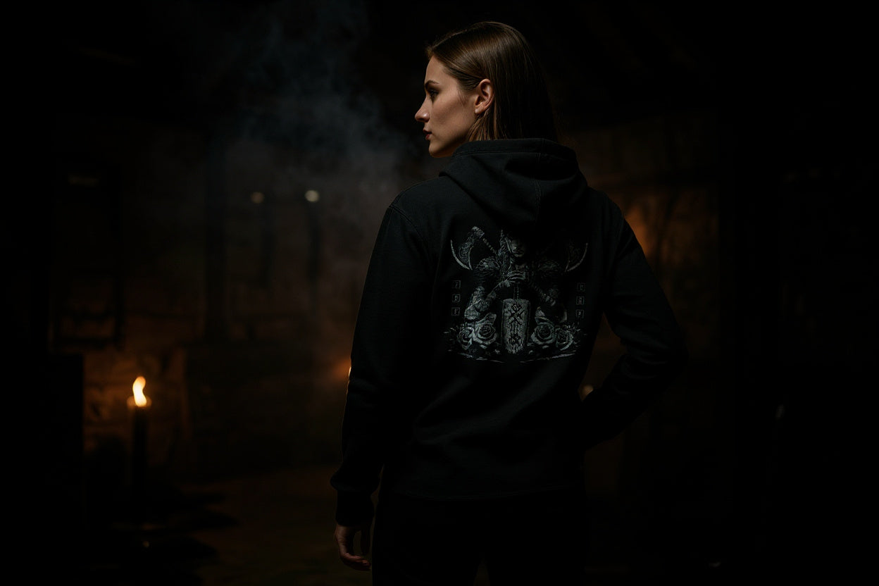 Roses and Runes Ladies Fit Hoodie