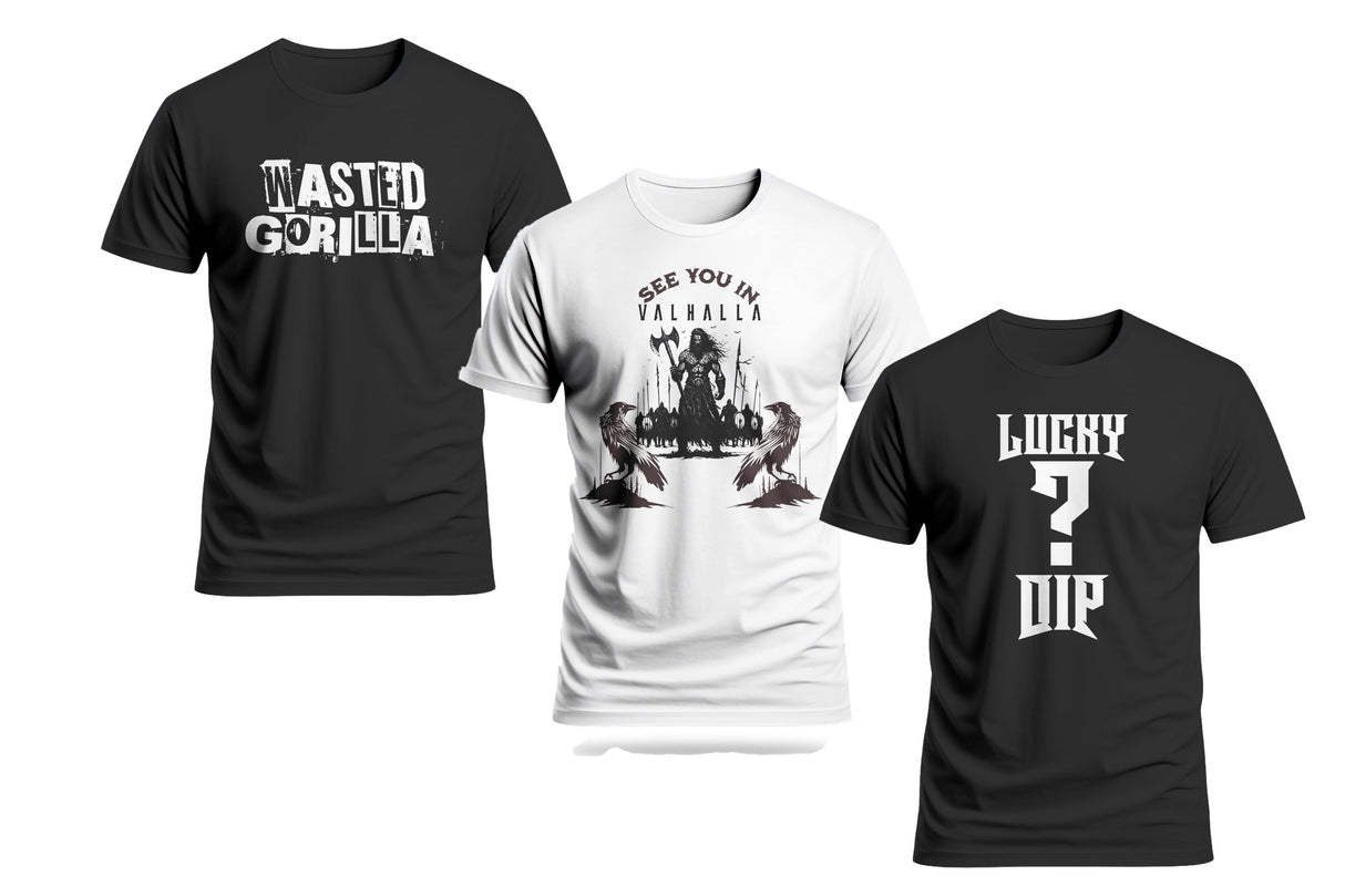 Lucky Dip Bundle – 3 Assorted Tees Picked at Random | Mystery T-Shirt Pack